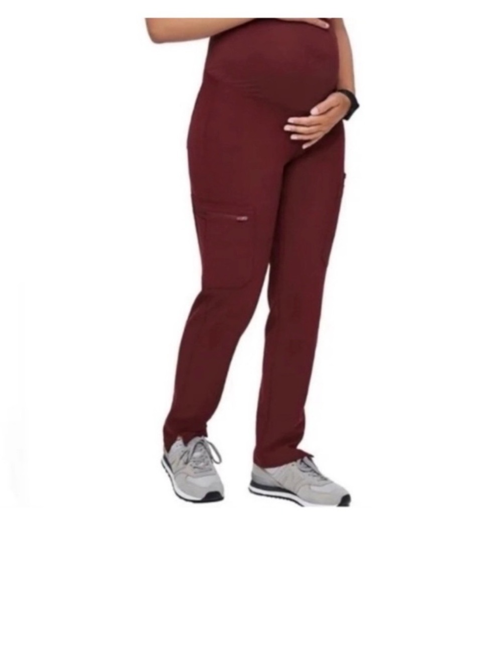 Figs Maternity Cargo Pants in Deep Wine